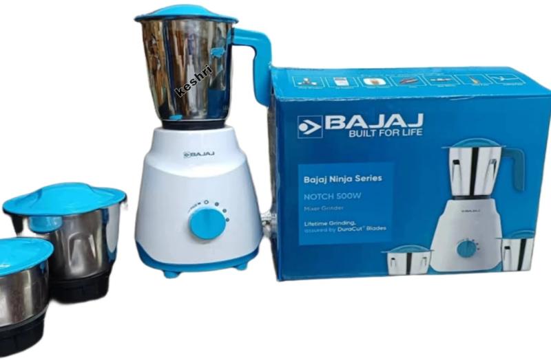 BAJAJ Notch mixer grinder French Blue 500 W Mixer Grinder (Notch mixer grinder j French Blue | 3 Jars | Blue)