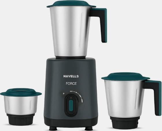 HAVELLS Force 500 W Mixer Grinder (Force | 3 Jars | Black and Teal Green)