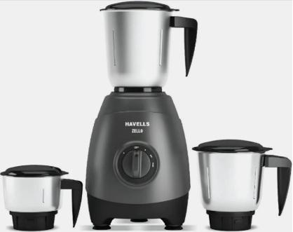 HAVELLS ZELLO 3 JAR 750W 750 W Mixer Grinder (GHFMGEKE075 | 3 Jars | Grey)
