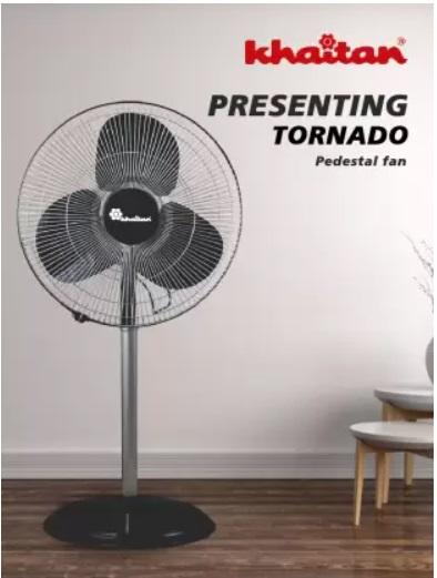 Khaitan Tornado 1 Star 500 mm 3 Blade Pedestal Fan  (Silent Operation | Grey | Pack of 1)
